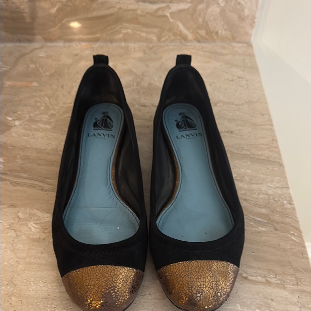 Lanvin Black and Gold Women's Shoes